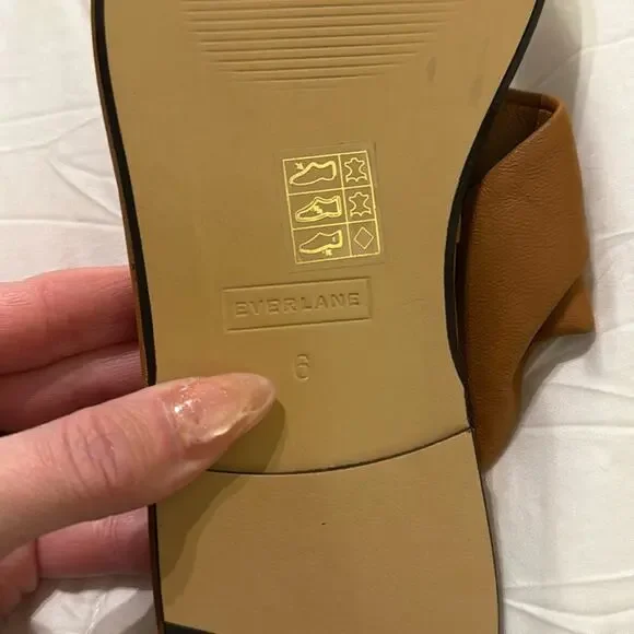 Everlane Day Twist Sandal Desert Tan Leather Flat Slide 6 New Without Box - Picture 7 of 8